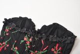 women sexy floral lace-up vintage corset