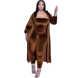 Women Casual Solid Jumpsuit and Robe Two Piece