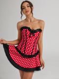 women sexy polka dot vintage corset + matching skirt set