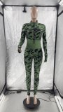 Women'S Camo Print Tight Fitting Sexy Sports Casual Two Piece Pants Set