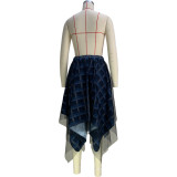 Women'S Casual Plaid Mesh Irregular Skirt