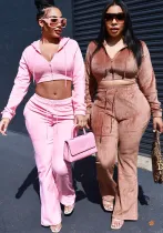 Women'S Velvet Fashion Casual Sports Women'S Two Piece Pants Set