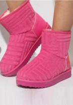 冬の厚底フリーススノーブーツ女性プラスサイズ暖かいタオルショートブーツの靴