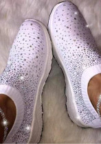 Plus Size Diamonds Beaded Knit Sneakers Winter Women'S Low Heel Mesh Casual Shoes