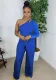Women'S Fall Fashion One Shoulder Long Sleeve Wide Leg Jumpsuit