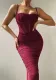 Strap Dress Women'S Fall Sexy Low Back Tight Fitting Chic Slim Waist Pleated Long Dress