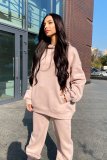 Women'S Fall Winter Fashion Solid loose Hoodies Casual Two Piece tracksuits