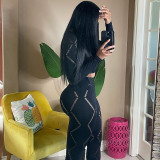 Fall Women'S Sexy Cutout Ripped High Waist Tight Fitting Casual Tracksuit