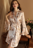 Autumn And Winter Sexy Nightgown Luxury Pajamas Women'S Bathrobe Satin Lace Temptation Bridesmaid Robe Dress Cardigan