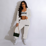 Women'S Fashion Casual Letter Print Hooded Pocket Sports Casual Three-Piece Set