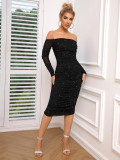 Fall Ladies Off Shoulder Sexy Evening Dress