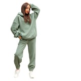 Women'S Fall Winter Fashion Solid loose Hoodies Casual Two Piece tracksuits