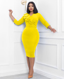 African Women Double Neck Beaded Belted Bodycon Dress