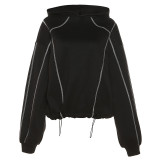 Fall Women'S Casual Sport Loose Cropped Hoodies