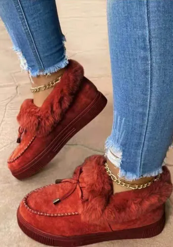 Winter Round Toe Thick-Soled Fleece Warm Shoes Women'S Plus Size Sewn Shoes Snow Boots