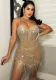 Summer Women Sexy Mesh Beaded Slip Fringe Dress