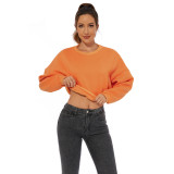 Fleece Sweatshirt Women'S Fall Winter Casual Tops Crop Round Neck Cropped T-Shirt