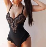 Autumn And Winter Women'S Straps Lace Patchwork Sexy One-Piece Bodysuit Female Sexy Basic Top