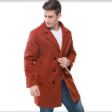 Winter Double Breasted Mid Length Men's Turndown Collar Wool Trench Coat