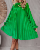 Women's Green Pleated Boho Dress