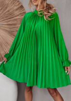 Grünes, plissiertes Boho-Kleid für Damen