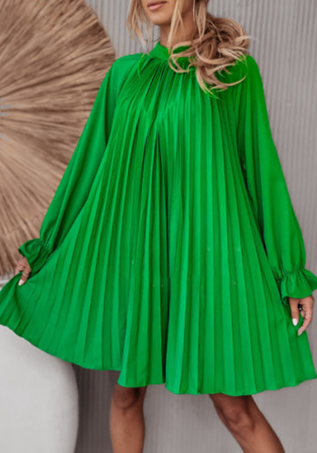 Robe bohème plissée verte pour femme