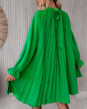 Women's Green Pleated Boho Dress