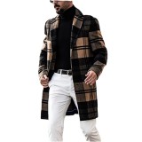 men's plaid woolen trench coat