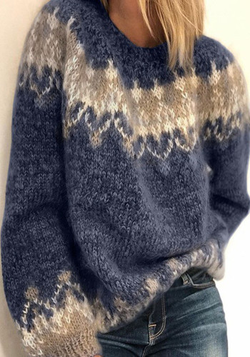 Women's Fall Winter Casual Loose Chunky Knitting Jacquard Women's Sweater