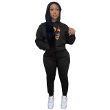 Plus Size Fall Winter Women's Solid Color Casual Two-Piece Hoodies