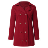 women's autumn winter woolen coat multi-button top
