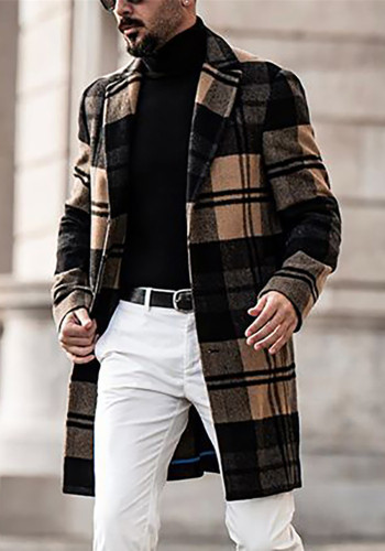 trench coat de lã xadrez masculino