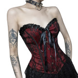 Women Sexy Strapless Slimlace Corset Lace-Up Top