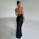 Womens Sexy Slim Backless Strap Dress