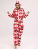 Christmas Women Fawn Snowflake Flannel Jumpsuit