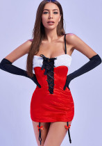 Christmas Women sexy dress with gloves lingerie set