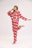 Christmas Women Fawn Snowflake Flannel Jumpsuit