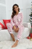 Ladies Christmas Fawn Snowflake Flannel Hooded Onesie Pajamas Loungewear