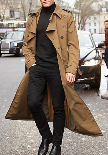 Trench-coat long pour hommes Trench-coat à la mode
