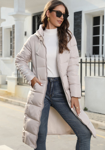 冬のフード付きの女性の綿ダウン コート女性ロング スリム フィット綿パッド入りジャケット暖かい女性のコート