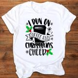 Christmas Holiday Party T-Shirt Women'S Merry Christmas Print Short Sleeve White Casual Top