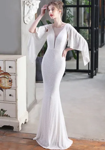 Autumn Formal Sequins O-Neck Mermaid Evening Dress