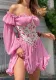 Sweet Lace Tunic Dress Sexy Off Shoulder Drawstring Irregular Dress
