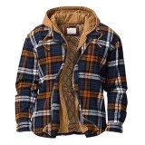 Men'S Plaid Jacket Long Sleeve Print Coat Cotton Padded Jacket