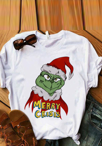 Lässiges Kurzarm-T-Shirt mit Weihnachtsfeiertagsdruck