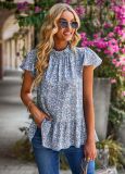 Chic Women'S Summer New Floral Blouse Holidays Style Short Sleeve Casual Top