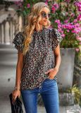 Spring Summer Women'S Loose Casual Top Floral Round Neck Shirt