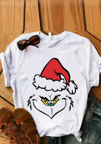 Camiseta casual de manga curta com estampa de feriado de Natal