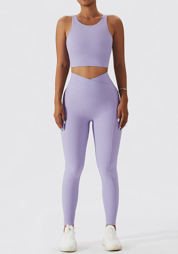 Combinaison de Yoga à manches longues côtelée évider combinaison de Fitness à séchage rapide ajustement serré course sport deux pièces ensemble de pantalons pour les femmes