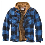 Men'S Plaid Jacket Long Sleeve Print Coat Cotton Padded Jacket